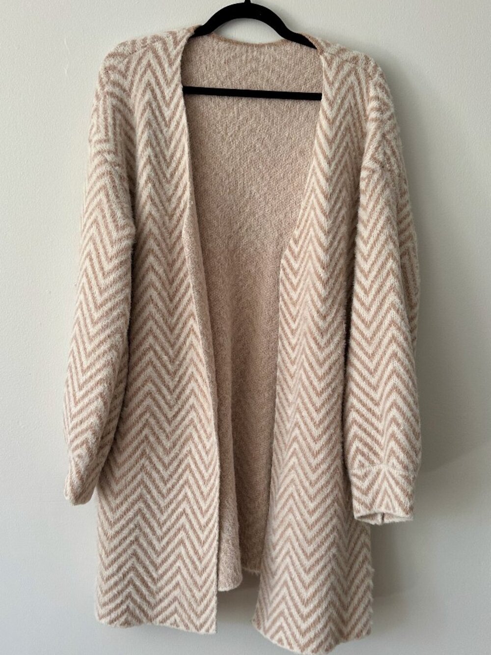 Chevron Drop Shoulder Fluffy Duster Cadigan